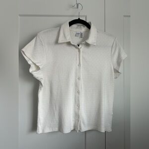 Twik Women's Soft Cream Pointelle Button Down Shirt